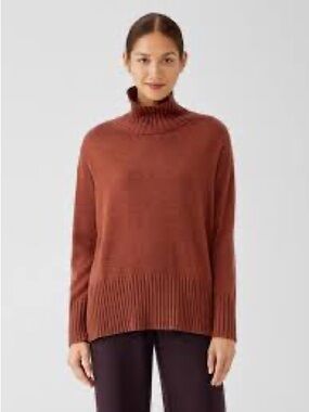 Eileen Fisher Rust Brown Turtleneck Sweater